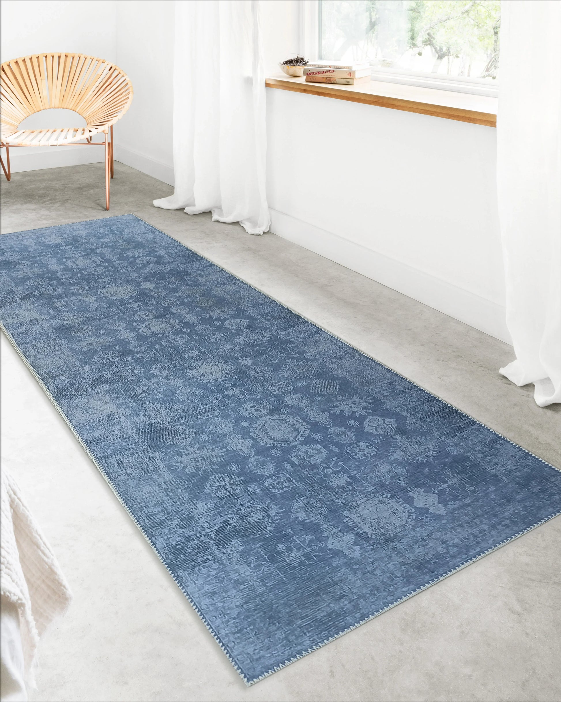 Vintage Gri Açık Mavi Halı-Pera Halı