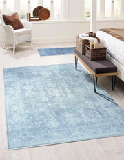 Vintage Gri Açık Mavi Halı-Pera Halı