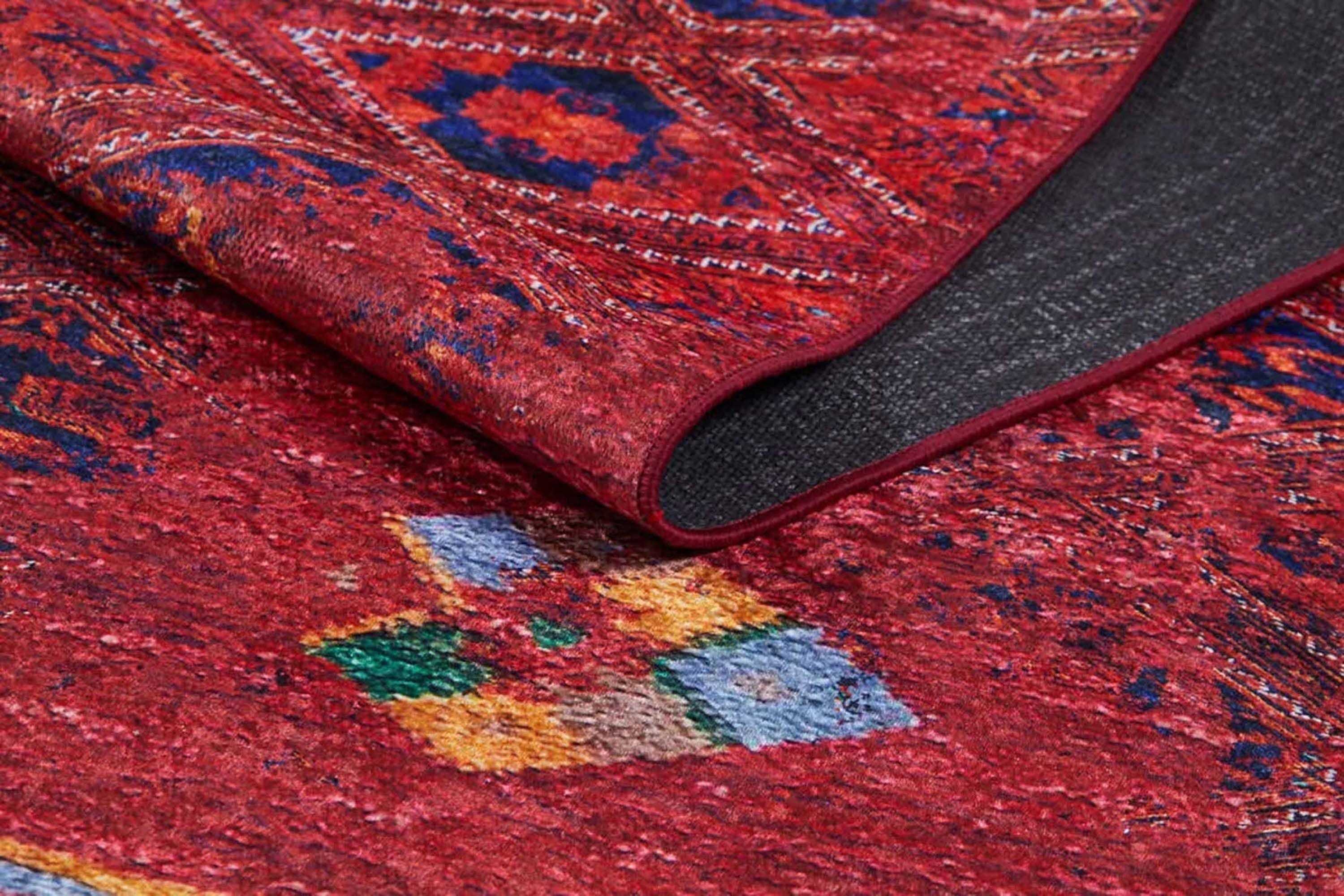 Vintage Kırmızı Geometrik Desenli Kilim Halı-Pera Halı