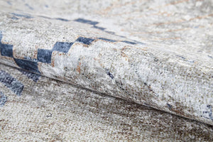 Vizon Kahve Bohem Desenli İndigo Mavi Detaylı Eskitme Halı