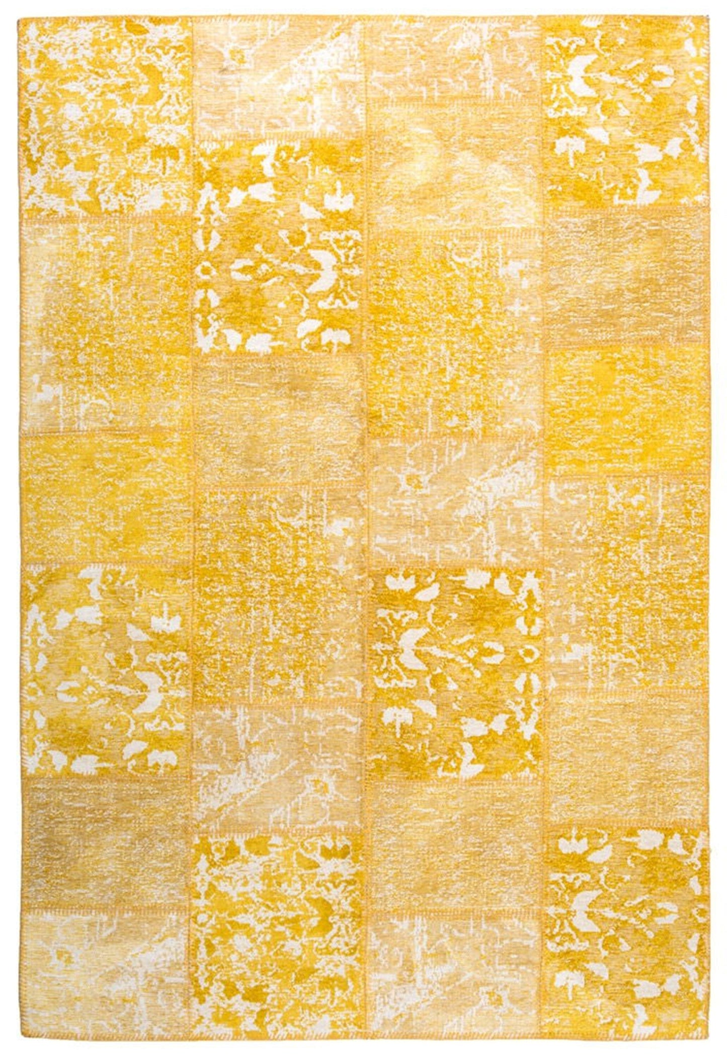 Sarı Eskitme Patchwork Vintage Halı - Pera Halı