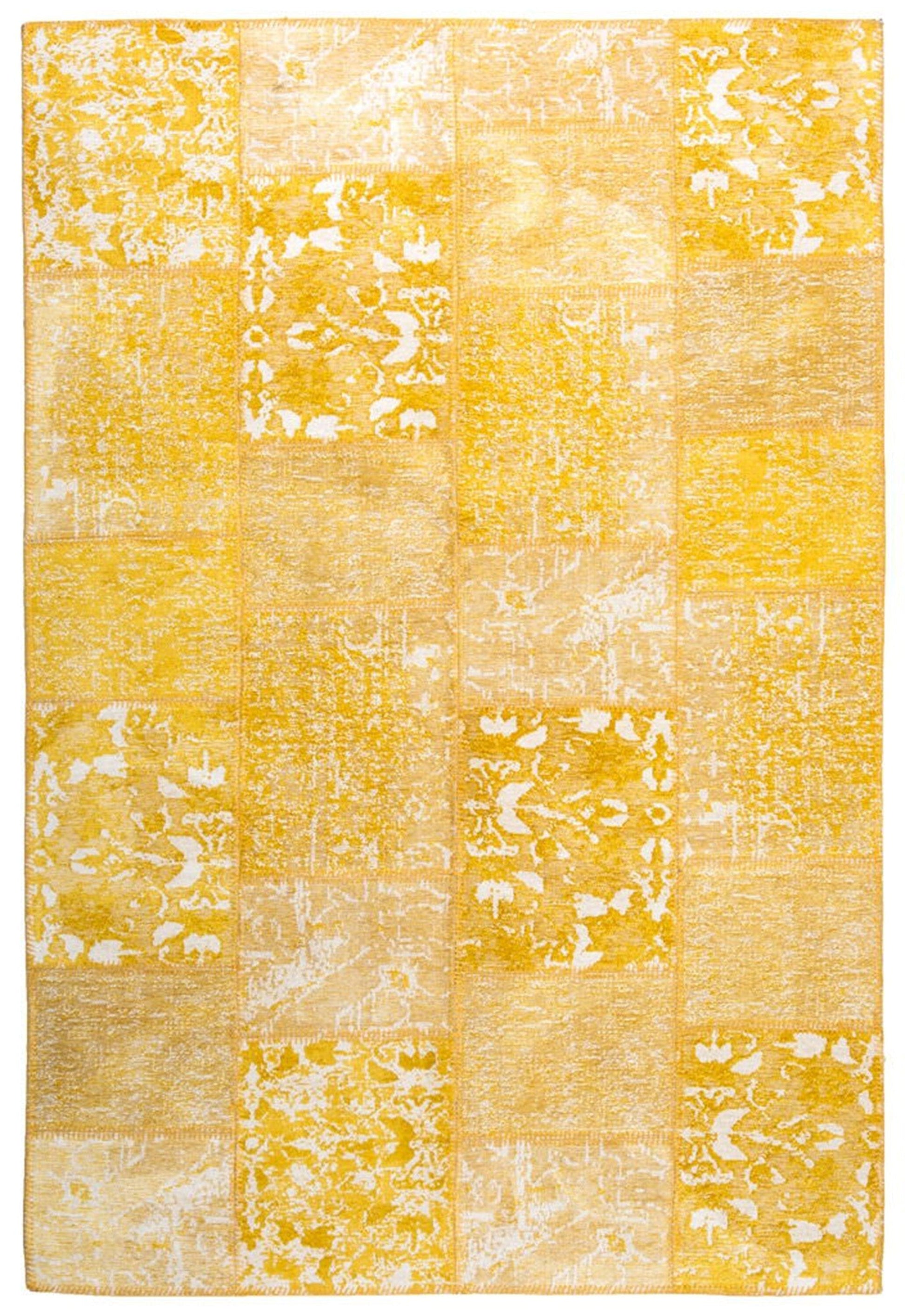 Sarı Eskitme Patchwork Vintage Halı - Pera Halı