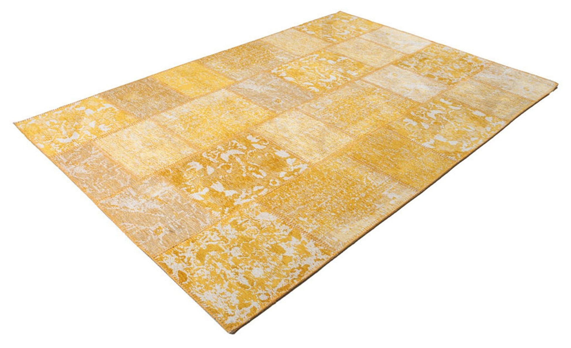 Sarı Eskitme Patchwork Vintage Halı - Pera Halı