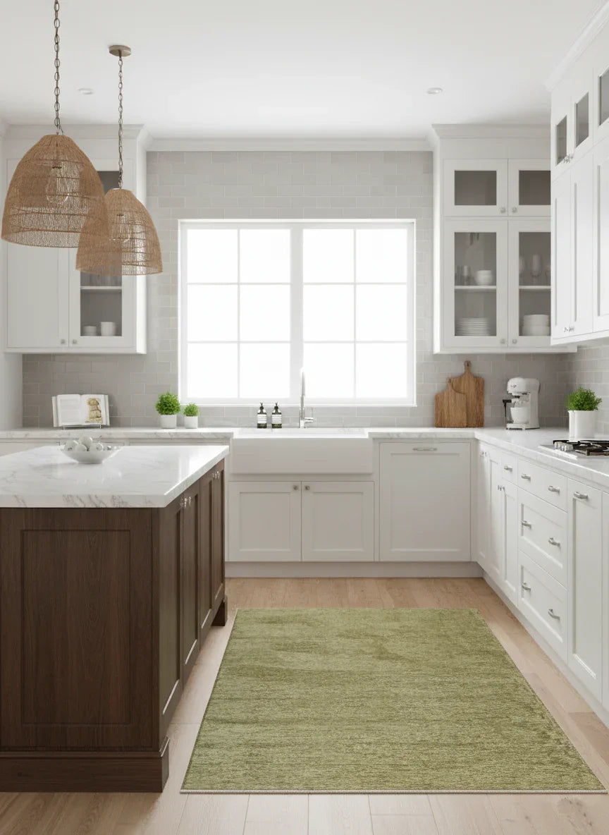 Yeşil Düz Yıkanabilir Antibakteriyel Halı-Pera Halı