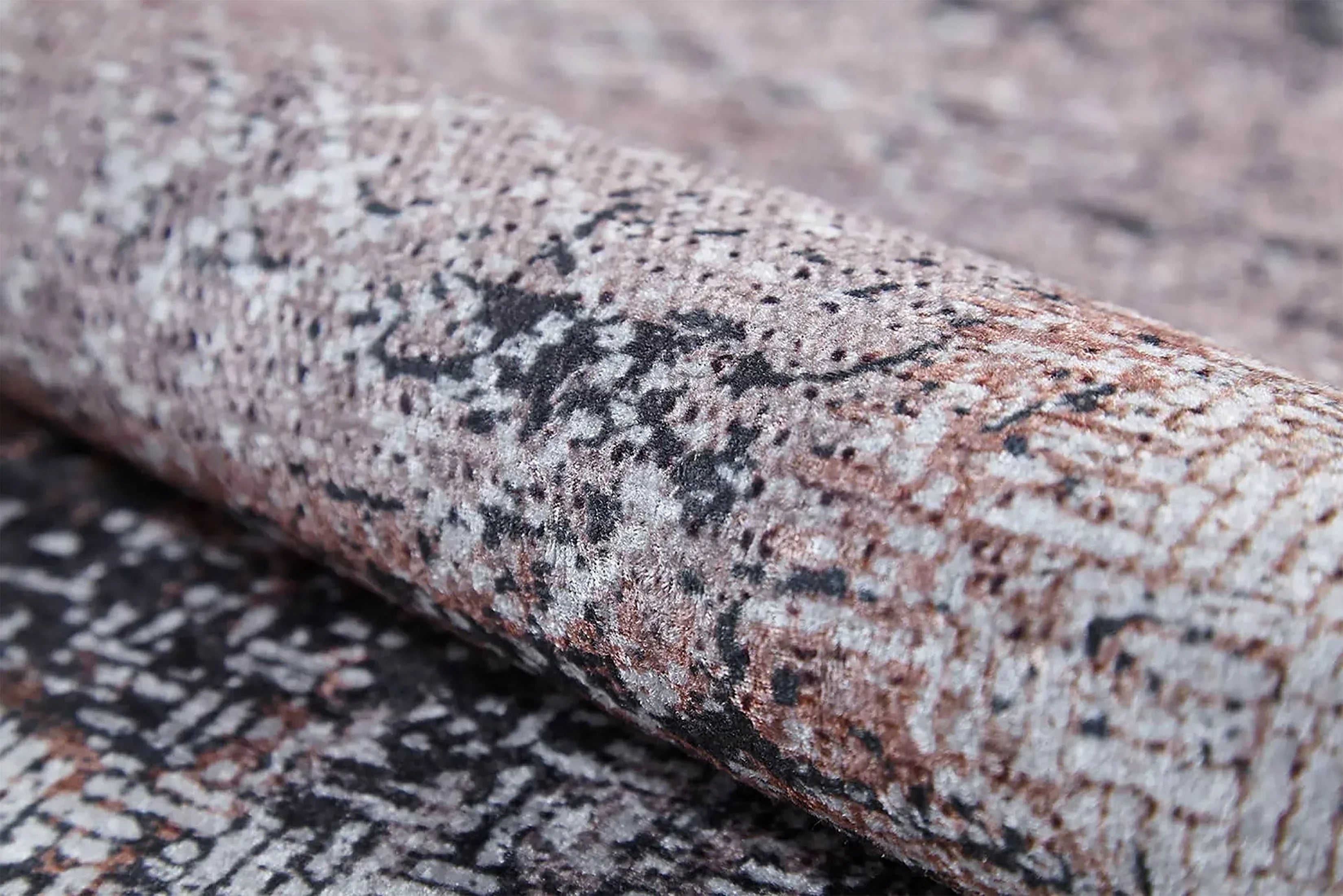 Yıkanabilir Bej Kahve Eskitme Soyut Desenli Halı-Pera Halı