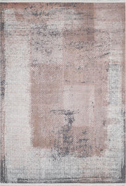 Yıkanabilir Bej Kahve Eskitme Soyut Desenli Halı-Pera Halı