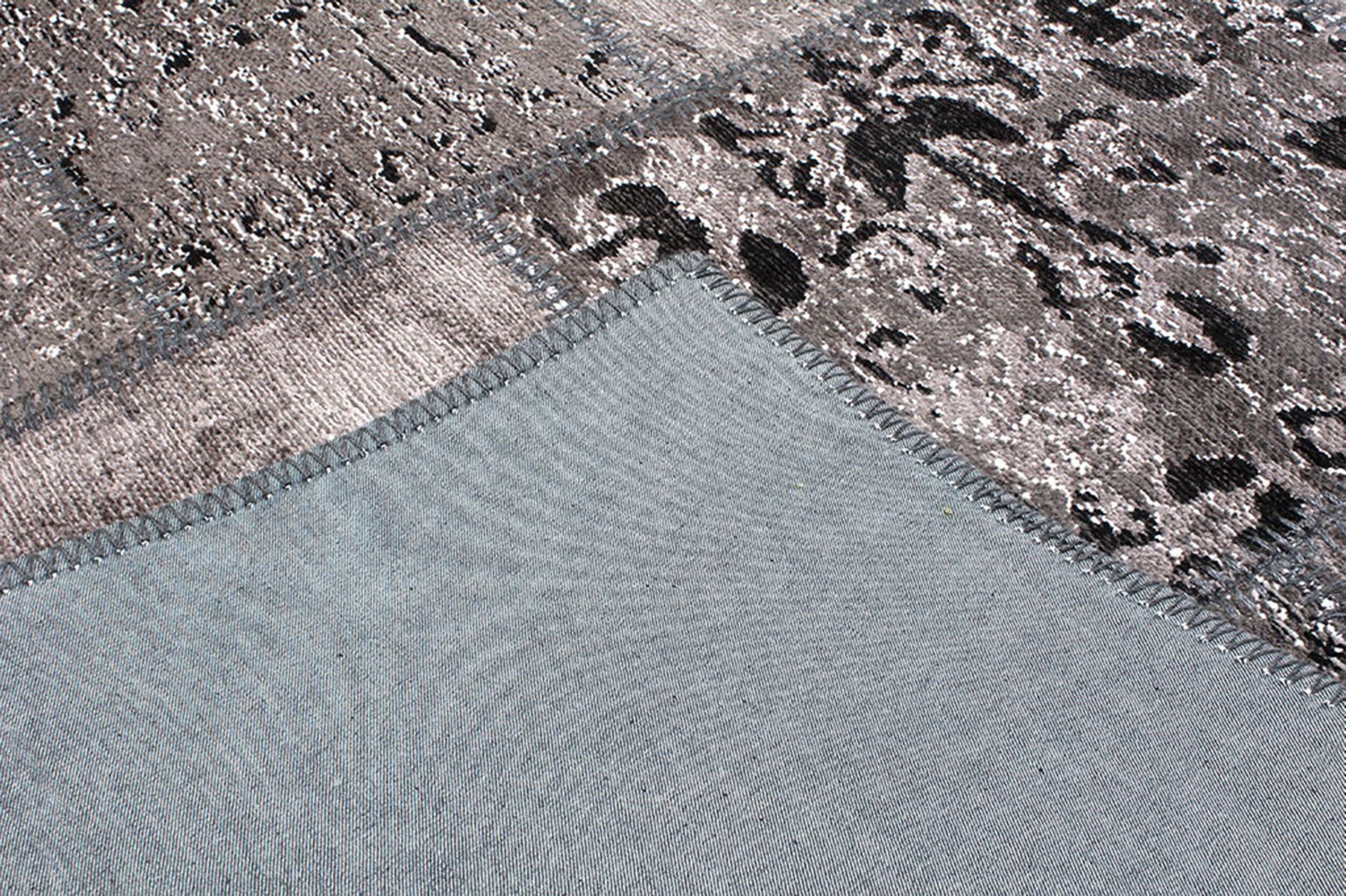 Eskitme Patchwork Vintage Gri Siyah Halı - Pera Halı