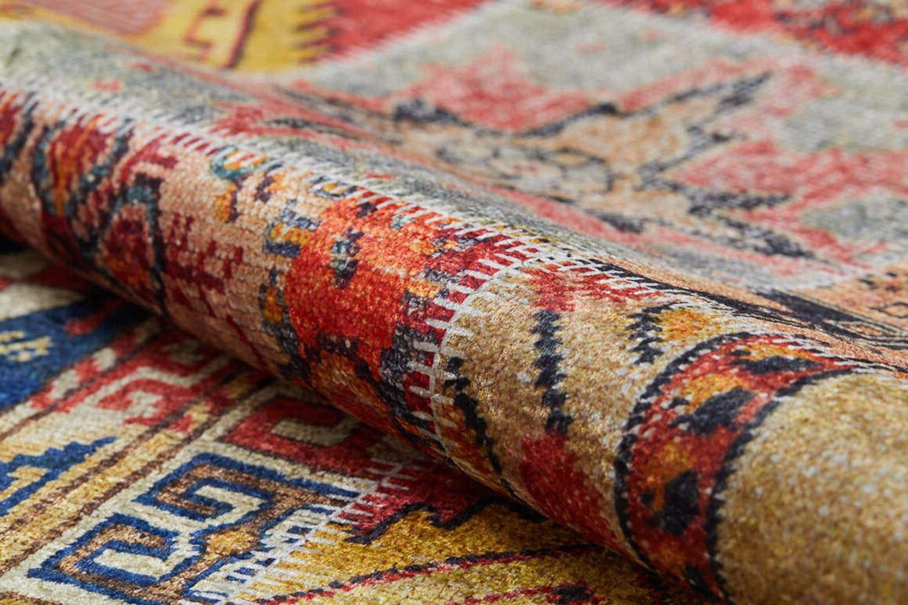 Kırmızı Patchwork Desenli Halı - Pera Halı