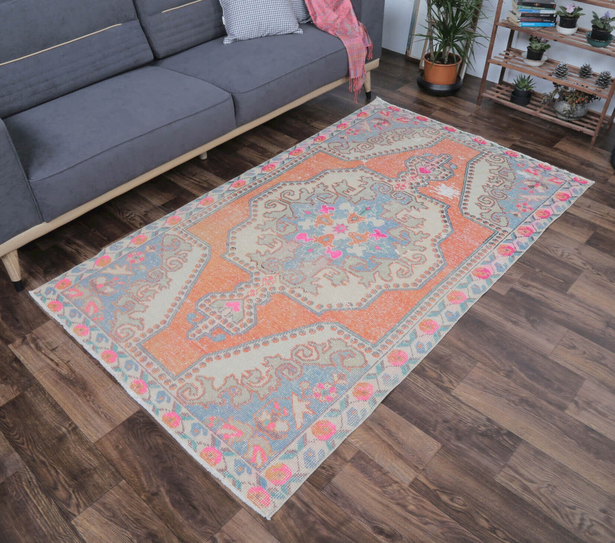 Vibrant Oriental Anatolian Vintage Rug