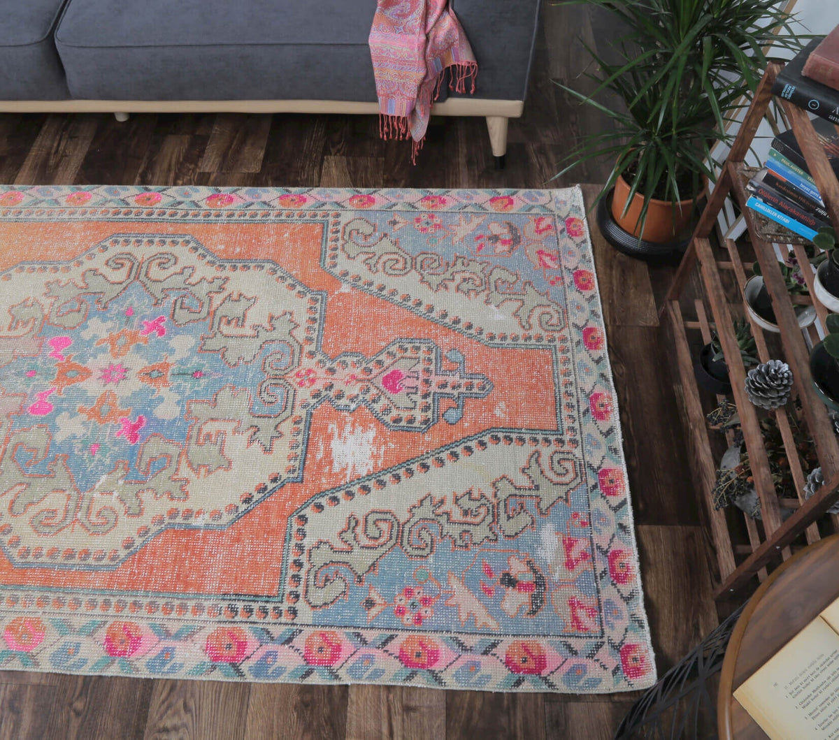 Vibrant Oriental Anatolian Vintage Rug
