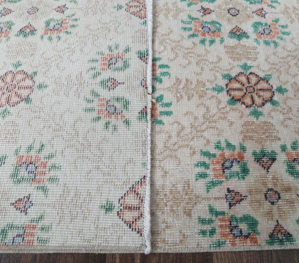 Alman - Neutral Floral Vintage Anatolian Rug