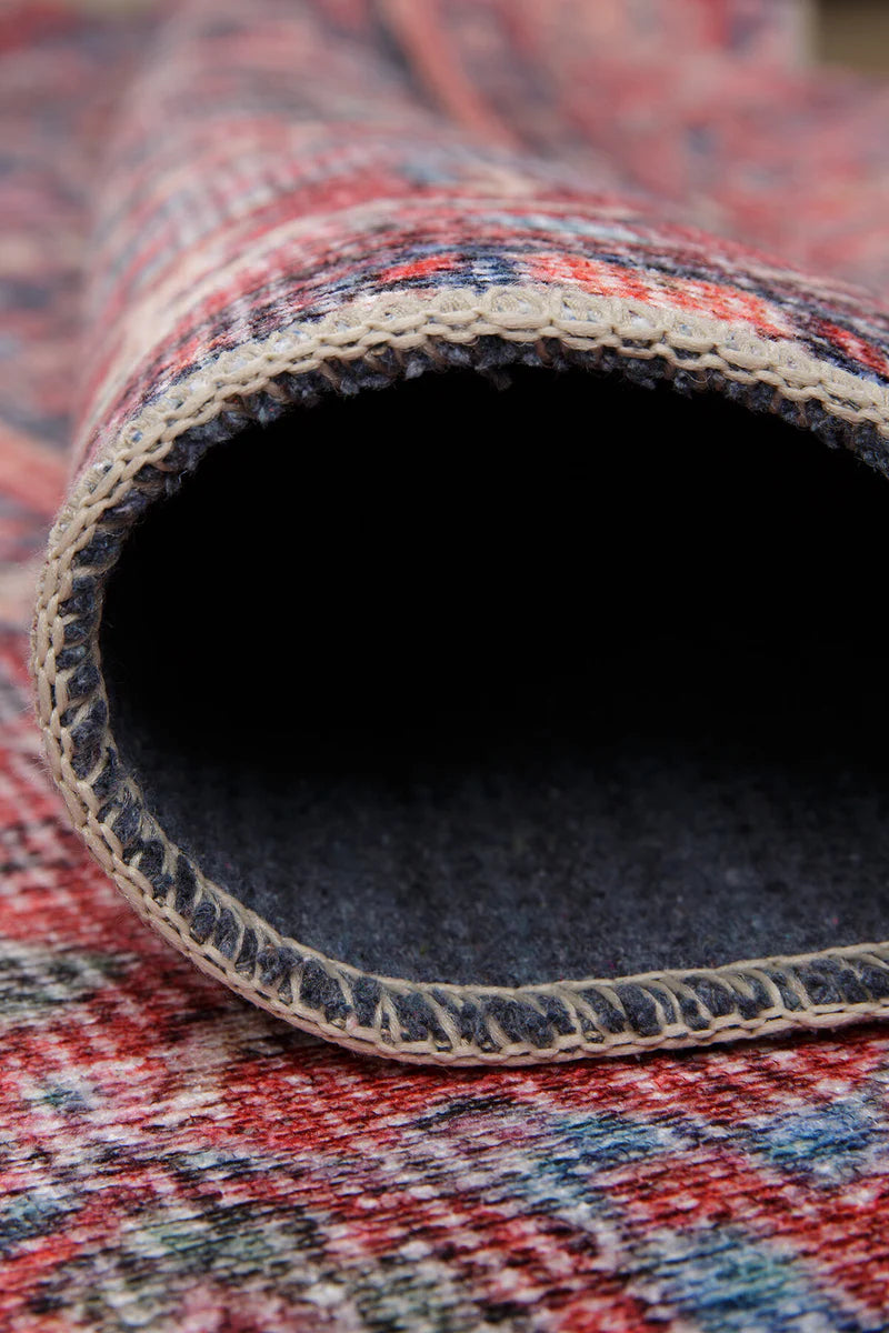 Marineblauer und brauner Vintage-Teppich mit Medaillonmuster