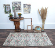 El yapımı vintage yolluk 91x193 cm çiçek desenli desenli yün - detay görünümü