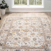 Bej Kahve Soyut Eskitme Desenli Uşak Halı