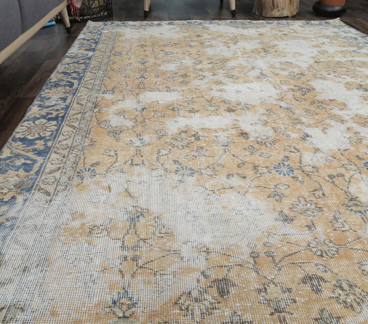 Bernardine - Blue Bordered Orange Hereke Rug