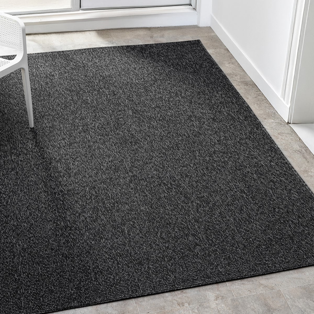 Antrasit Siyah Dokuma Görünümlü Modern Halı