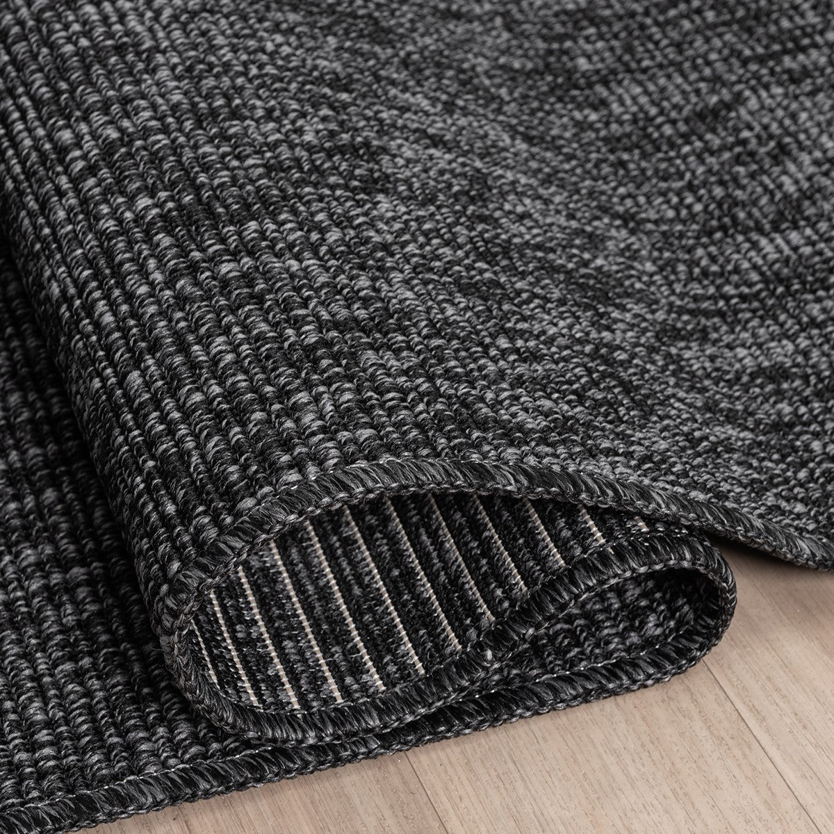 Düz Antrasit Siyah Jüt Görünümlü Modern Halı