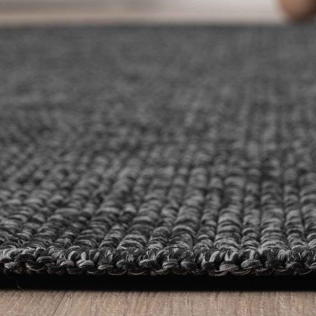 Düz Antrasit Siyah Jüt Görünümlü Modern Halı