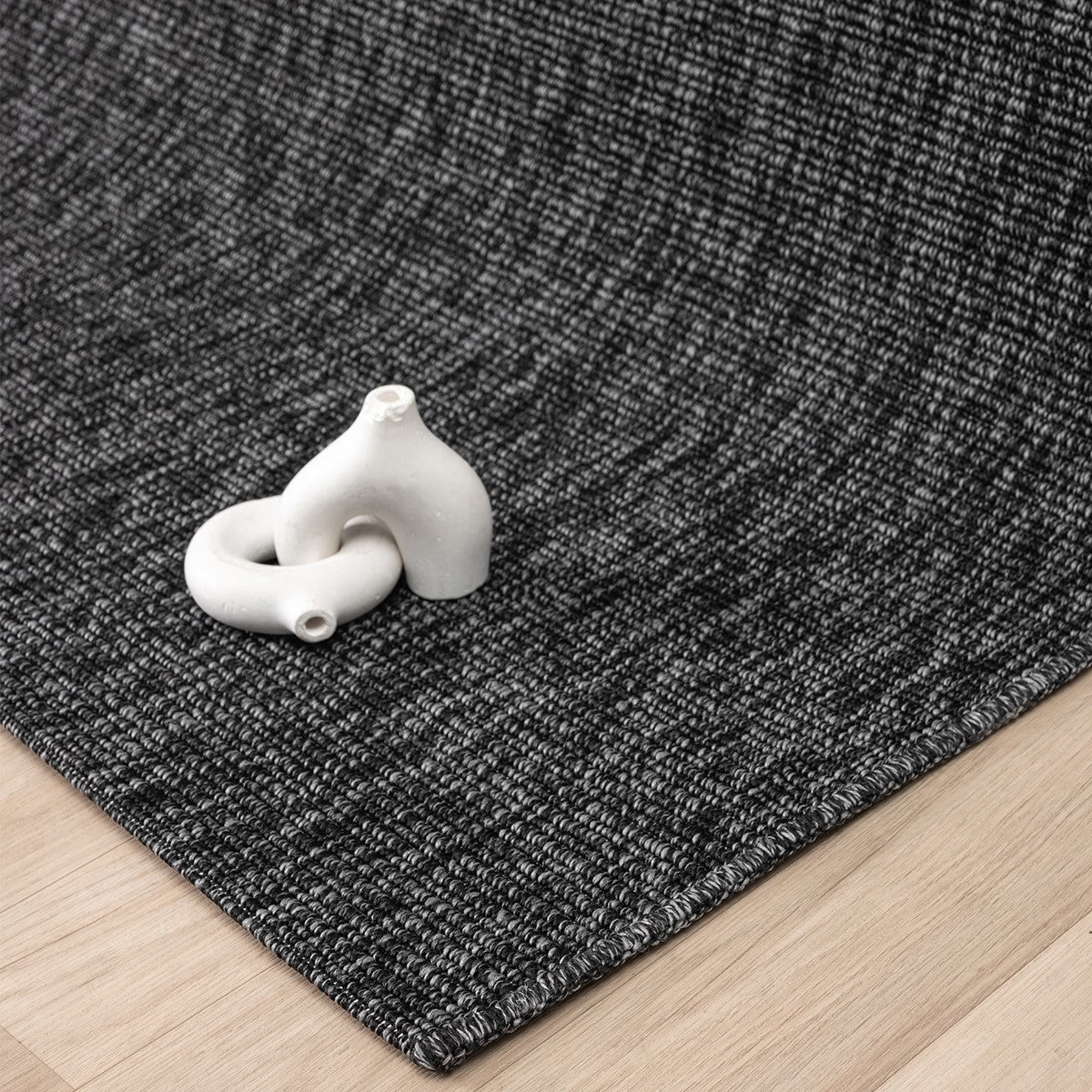 Düz Antrasit Siyah Jüt Görünümlü Modern Halı