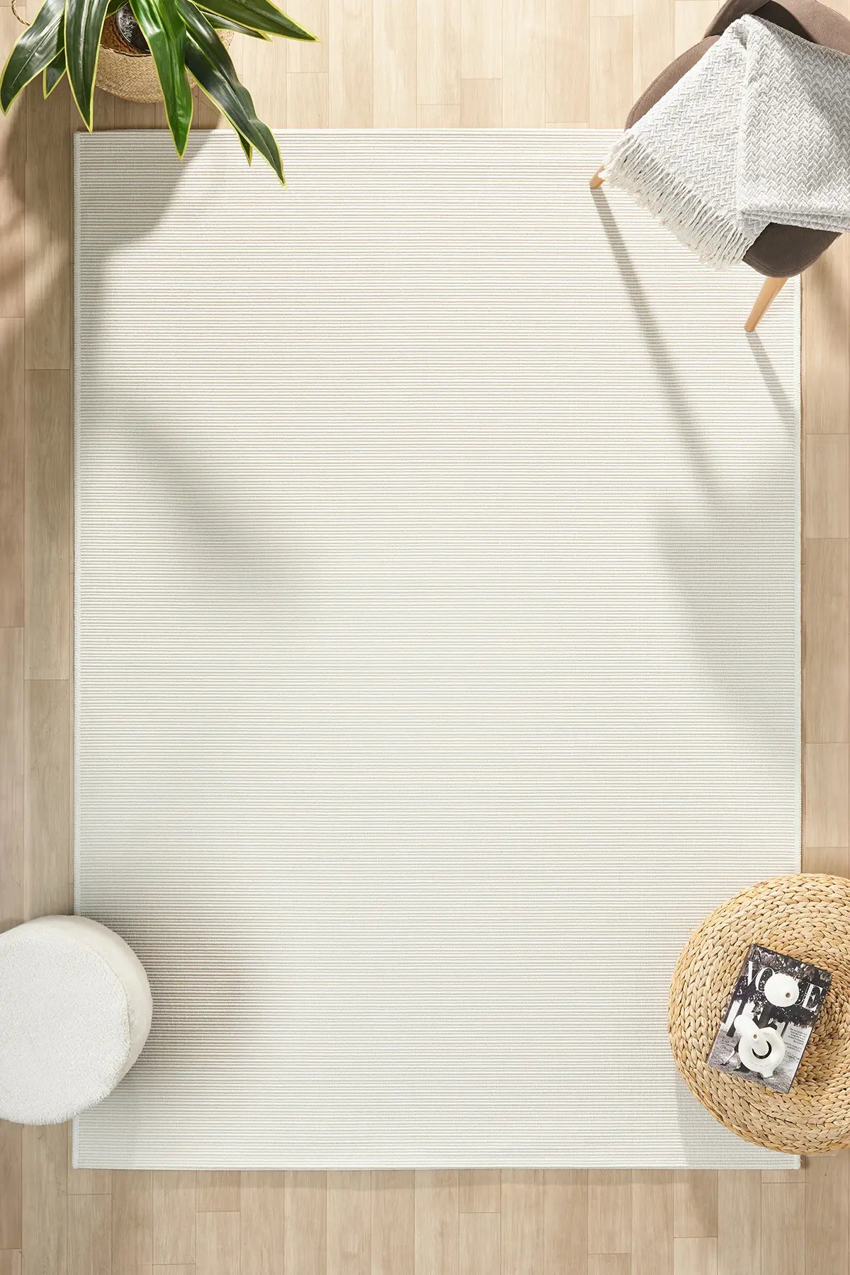 Beyaz Düz Hasır Jüt Dokuma Modern Halı 663BB, düz desenli beyaz halı
