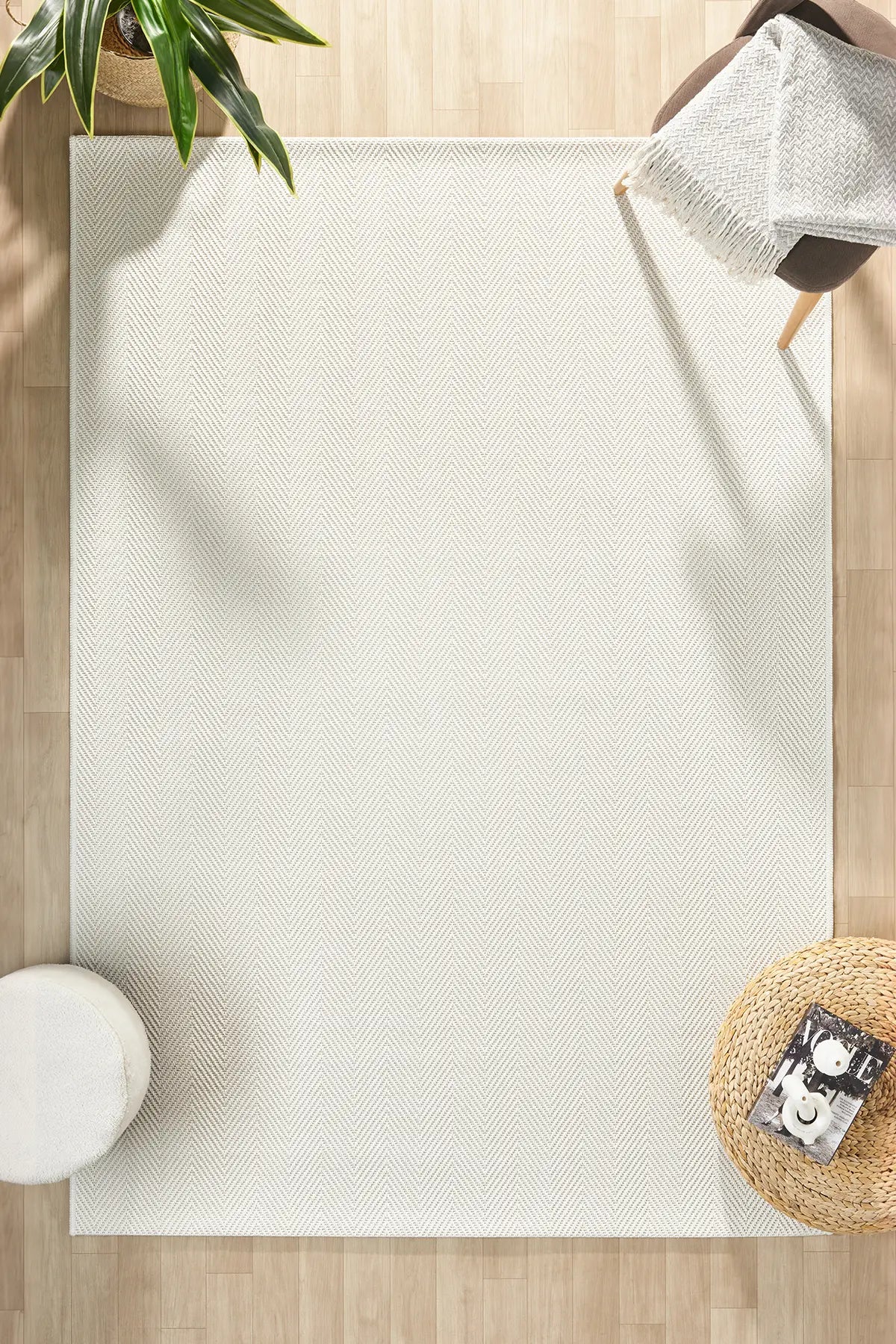 Beyaz Düz Hasır Jüt Dokuma Modern Halı 665BB, düz desenli beyaz halı