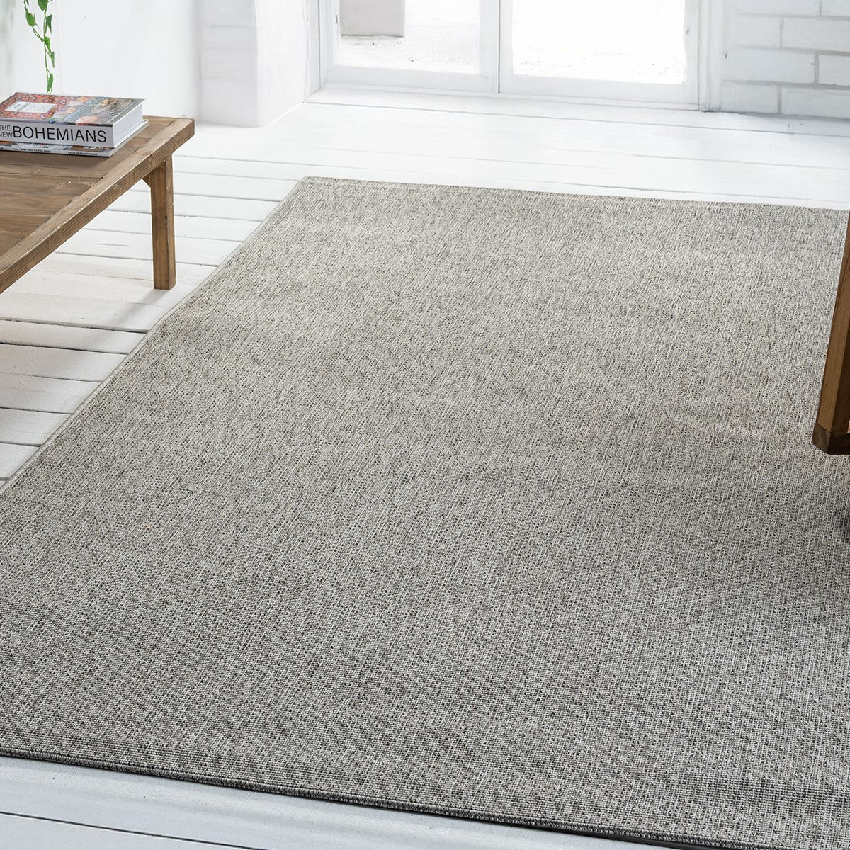 Gri Dokuma Görünümlü Modern Halı