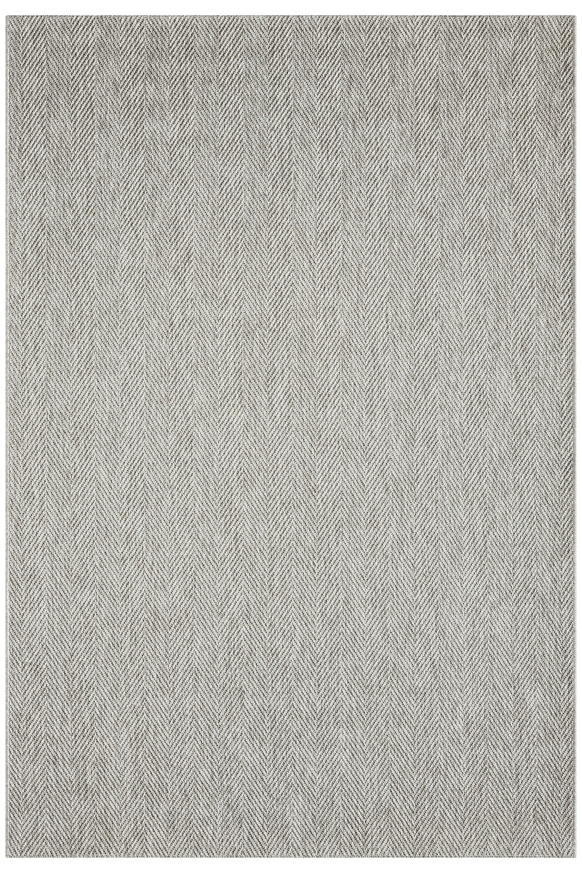 Düz Açık Gri Kılçık Desenli Modern Halı