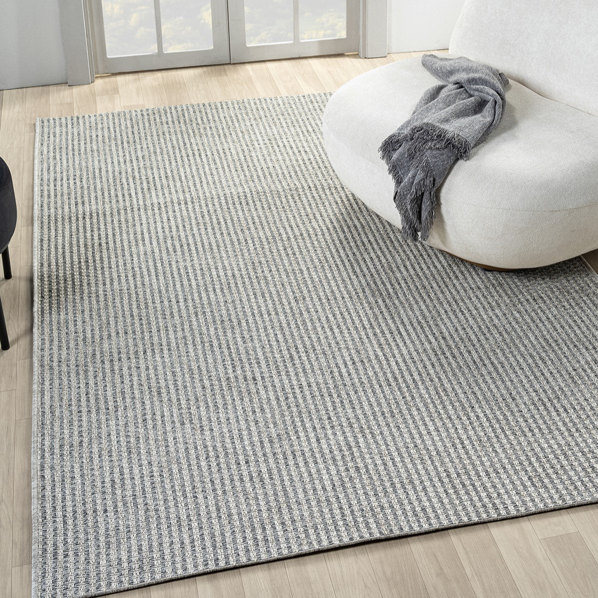 Düz Açık Gri Hasır Dokulu Modern Halı