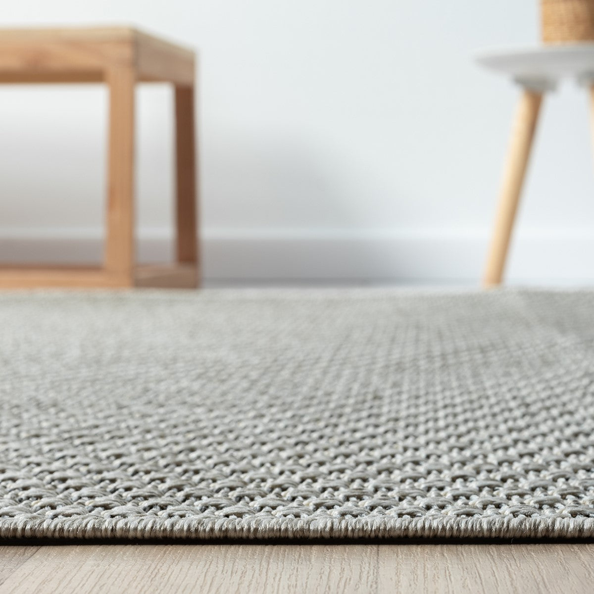 Düz Açık Gri Hasır Dokulu Modern Halı