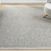 Gri Melanj Kareli Dokuma Modern Halı