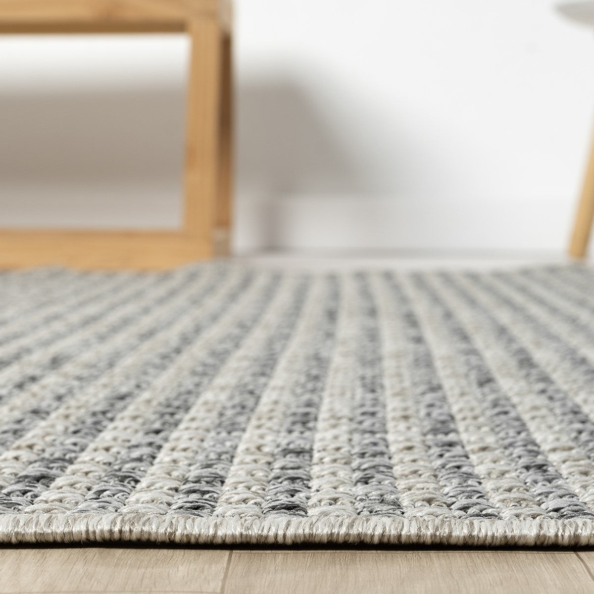 Gri Melanj Kareli Dokuma Modern Halı