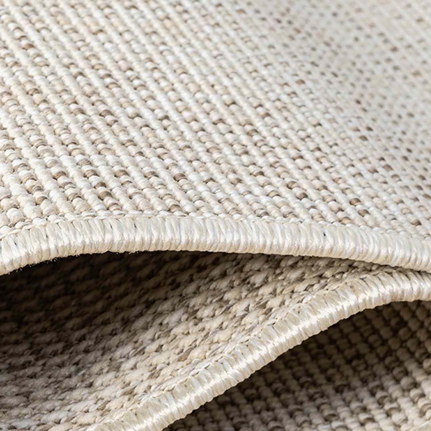 Düz Krem Bej Dokuma Görünümlü Modern Halı