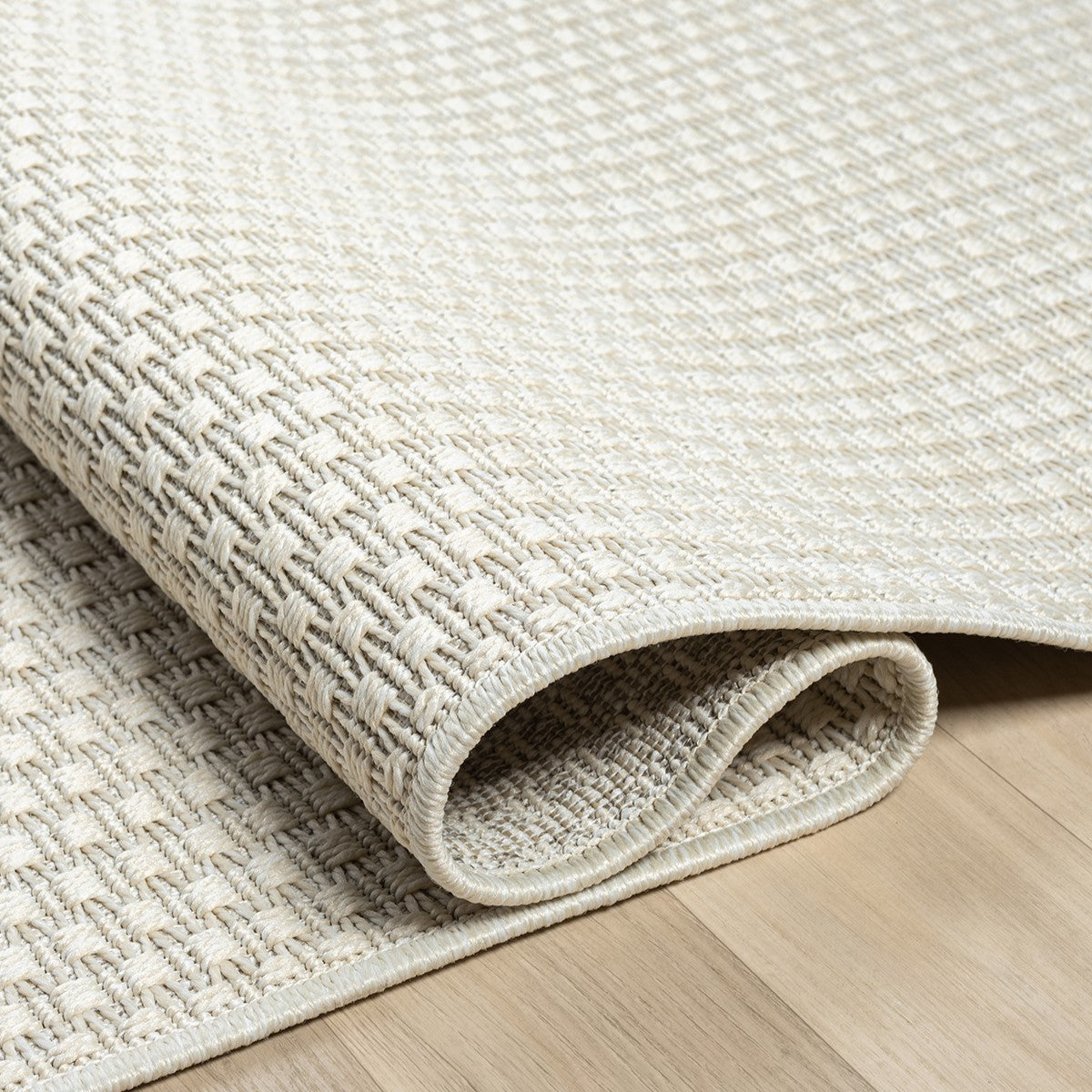 Krem Beyaz Hasır Dokulu Modern Halı