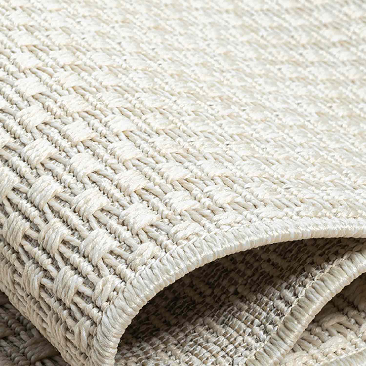Krem Beyaz Hasır Dokulu Modern Halı