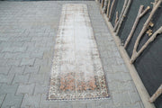 Anadolu kökenli tribal desenli el dokuma vintage yolluk, 75x293 cm