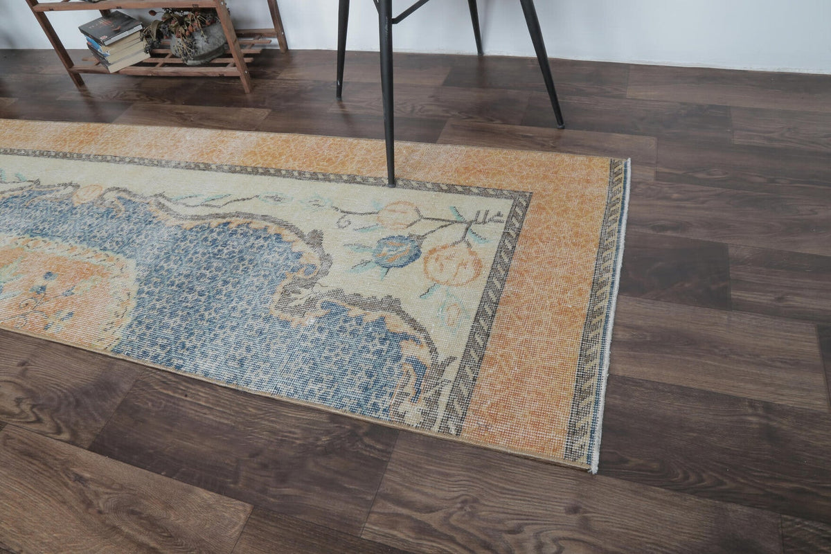 El yapımı vintage yolluk 74x254 cm tribal desenli yün - yakın çekim doku detayı