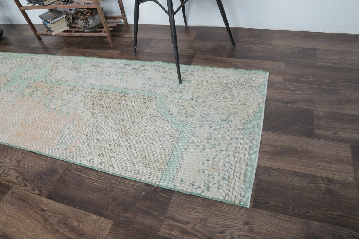 El yapımı vintage yolluk 74x249 cm tribal desenli yün - yakın çekim doku detayı
