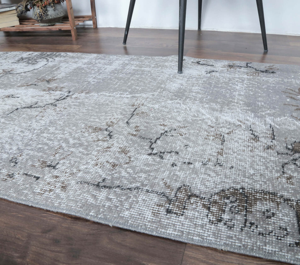 El yapımı vintage yolluk 76x315 cm çiçek desenli desenli yün - desen detayı