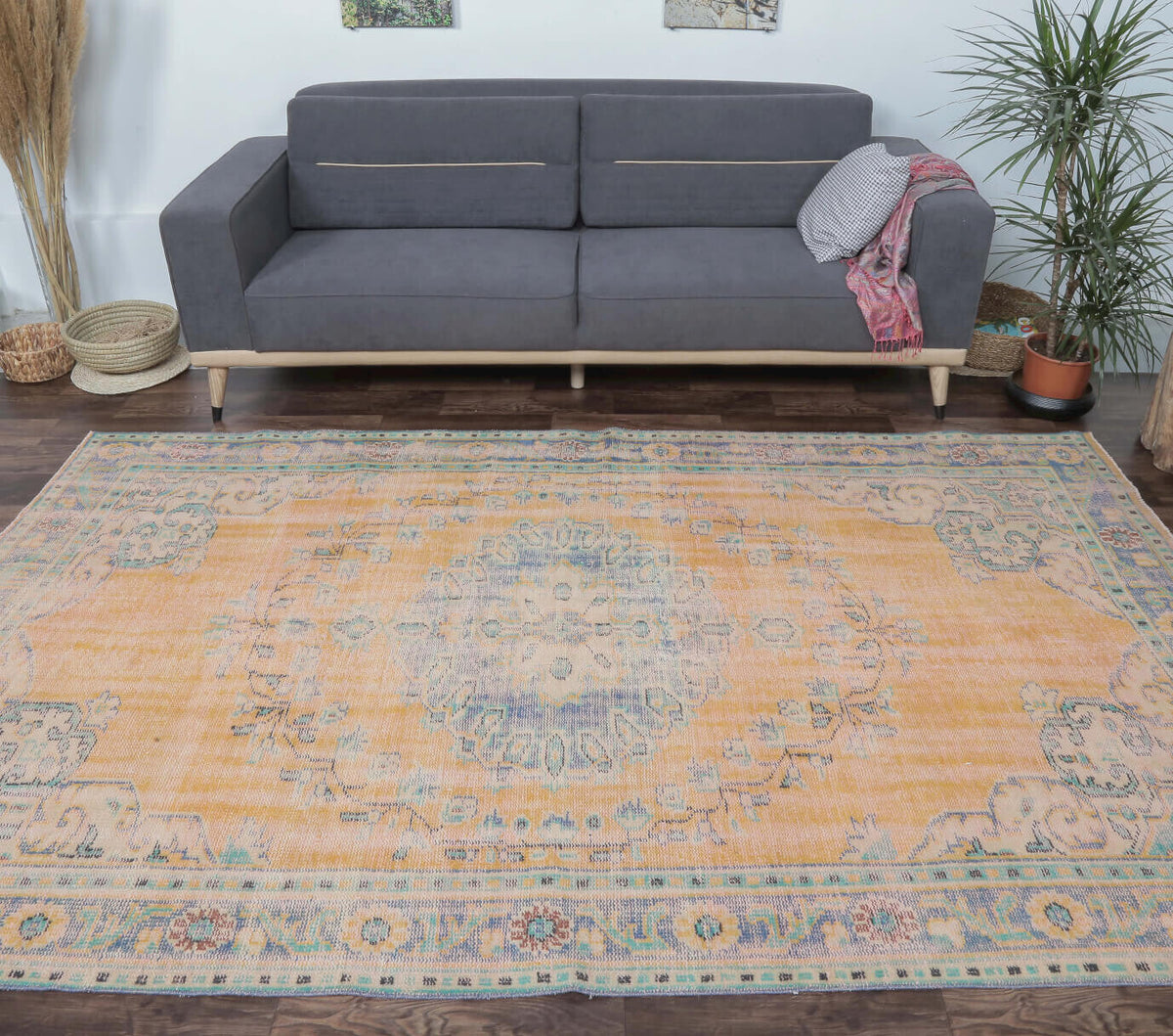 Erin - Faded Orange Vintage Area Anatolian Rug