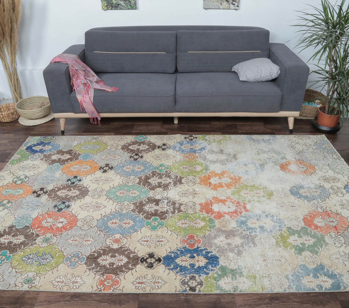 Estella - Colorful Damask Vintage Hereke Rug