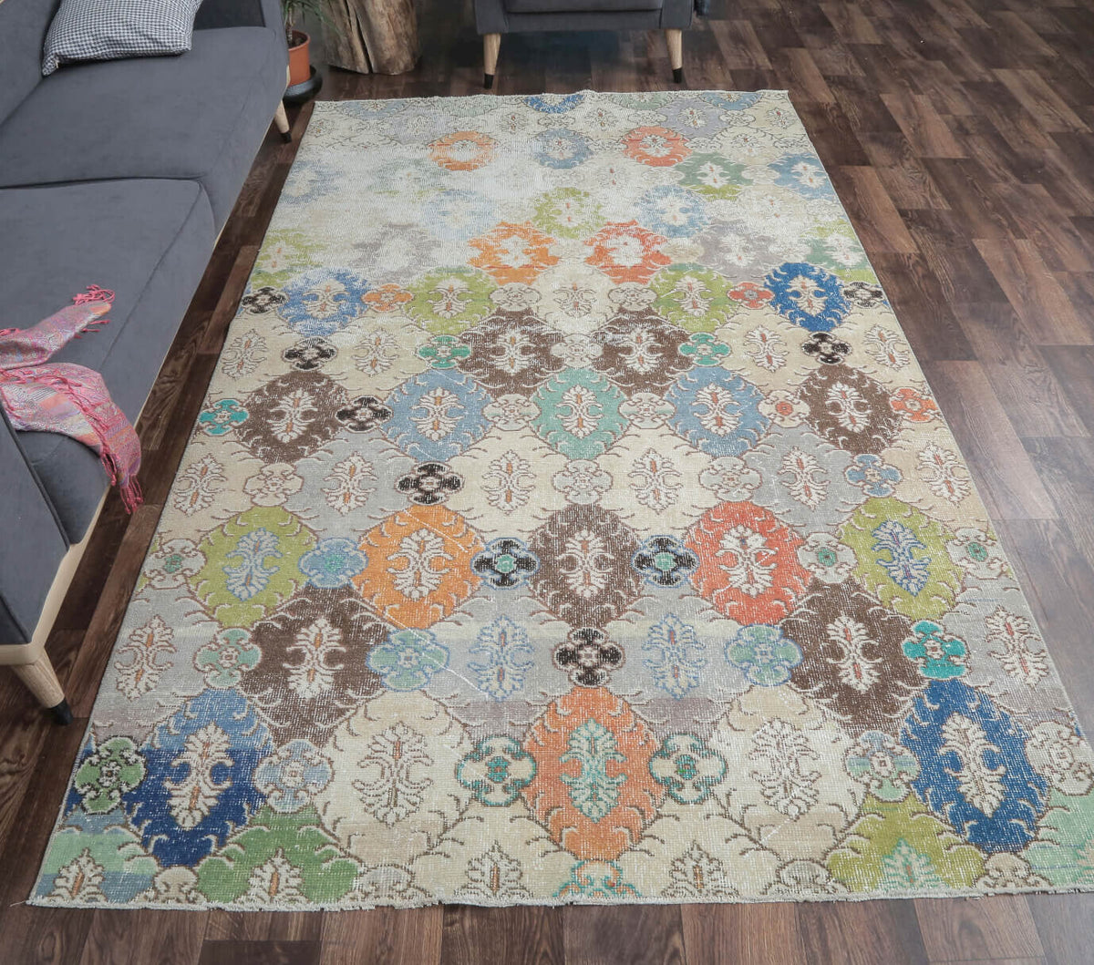 Estella - Colorful Damask Vintage Hereke Rug
