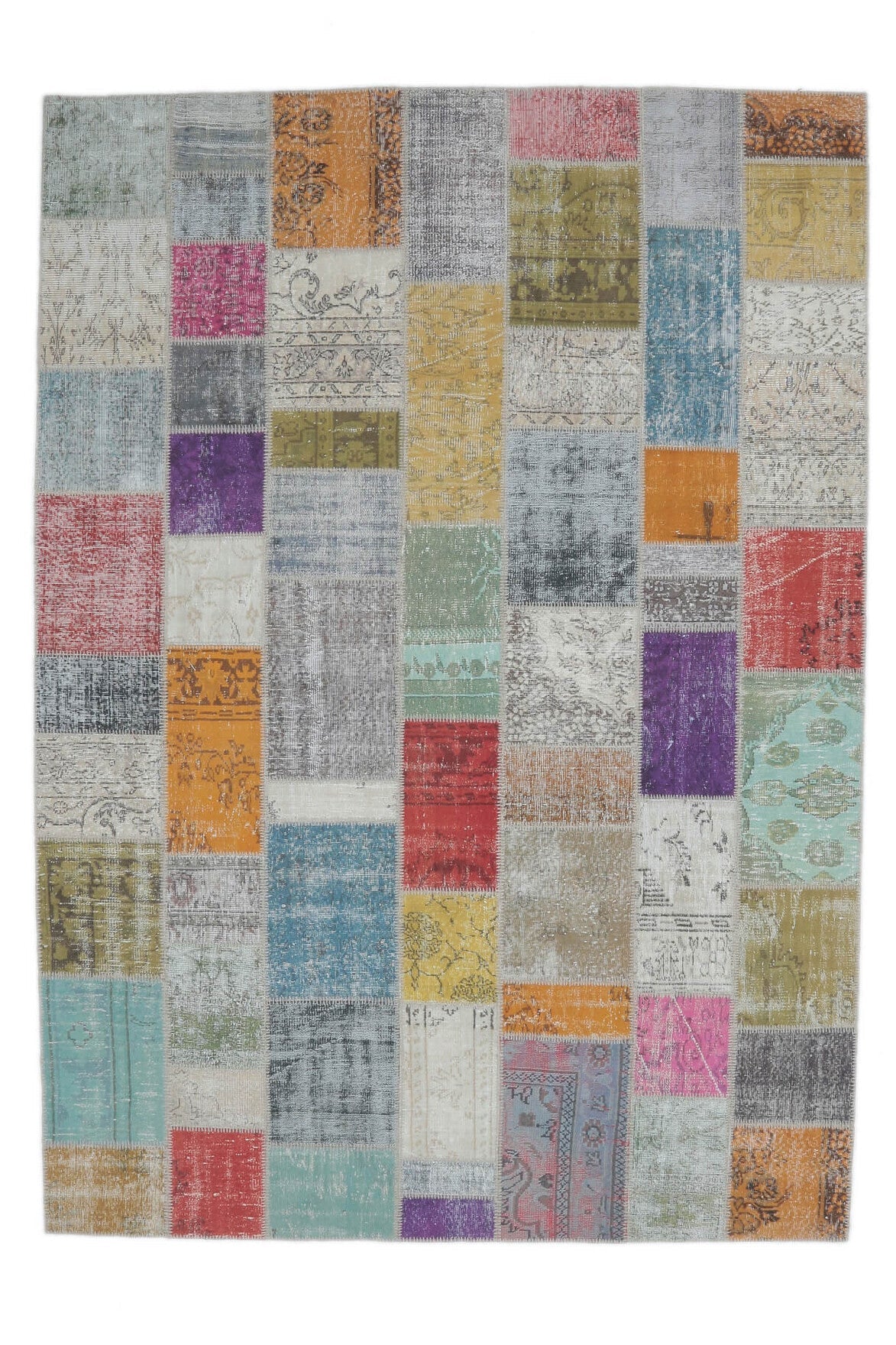 El yapımı vintage halı 254x353 cm düz desenli yün - açık alan görünümü