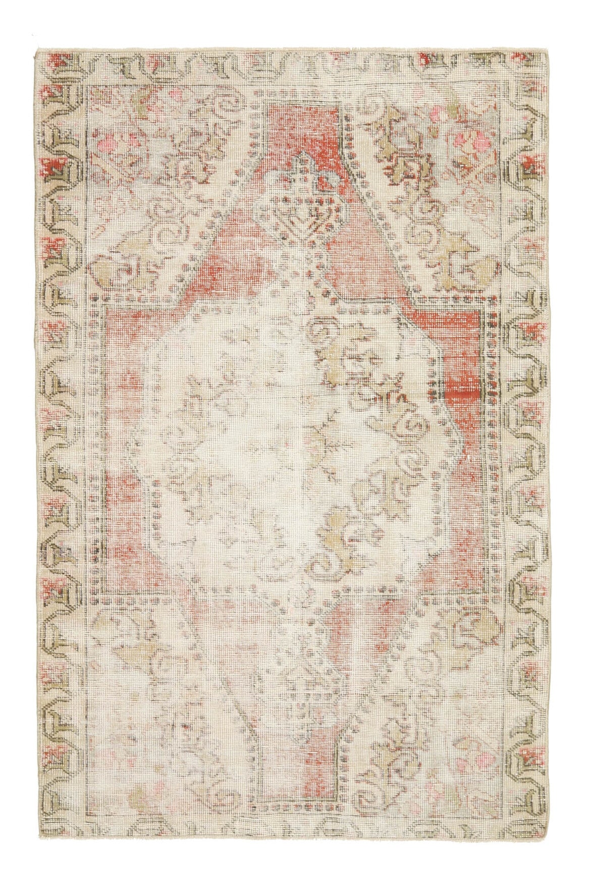 El yapımı vintage halı 135x211 cm oryantal desenli yün