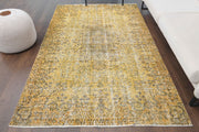 El yapımı vintage halı 122x213 cm oryantal desenli yün - detay görünümü
