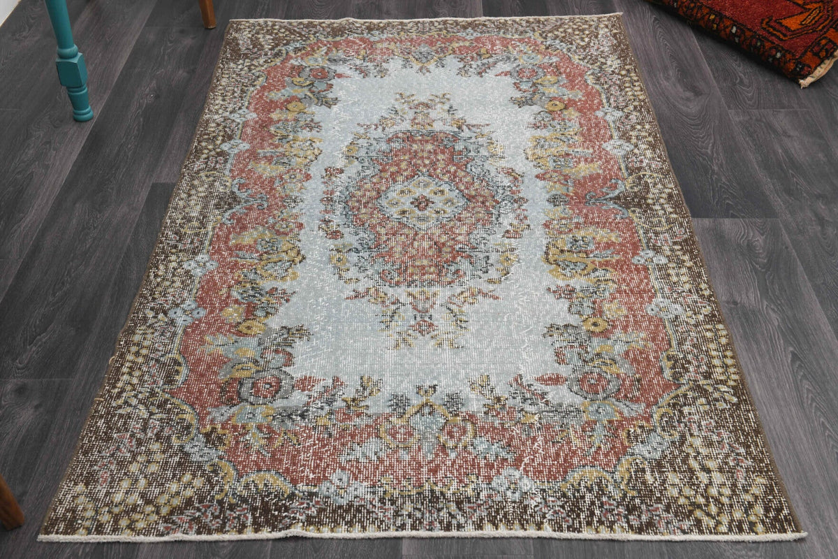 El yapımı vintage halı 91x183 cm oryantal desenli yün - detay görünümü