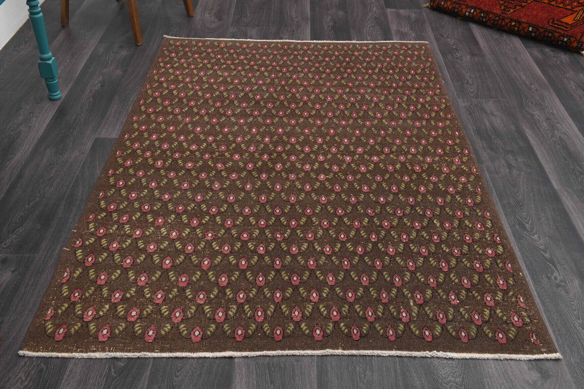 Ikat Brown Indoor Rug - 1980s