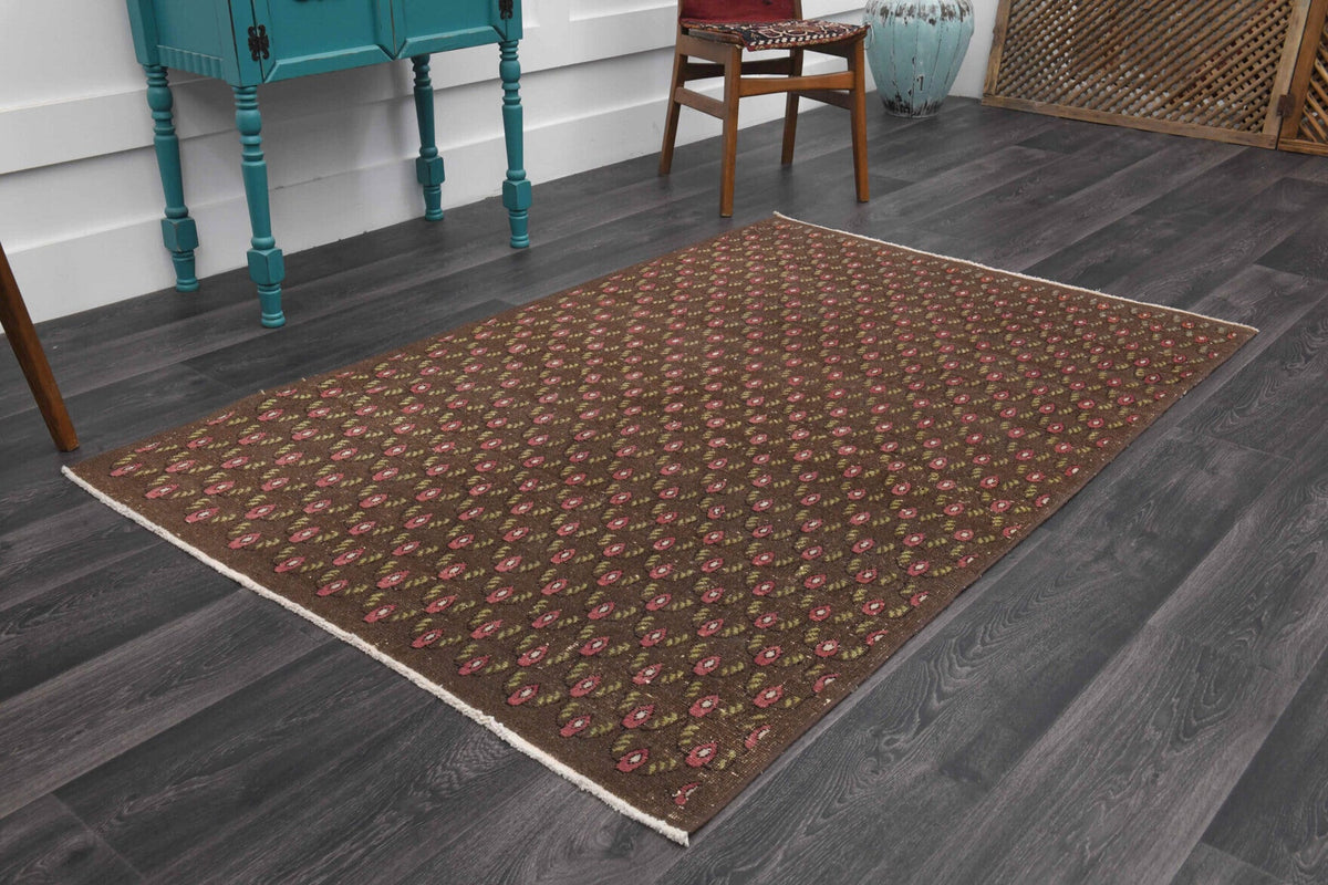 Ikat Brown Indoor Rug - 1980s