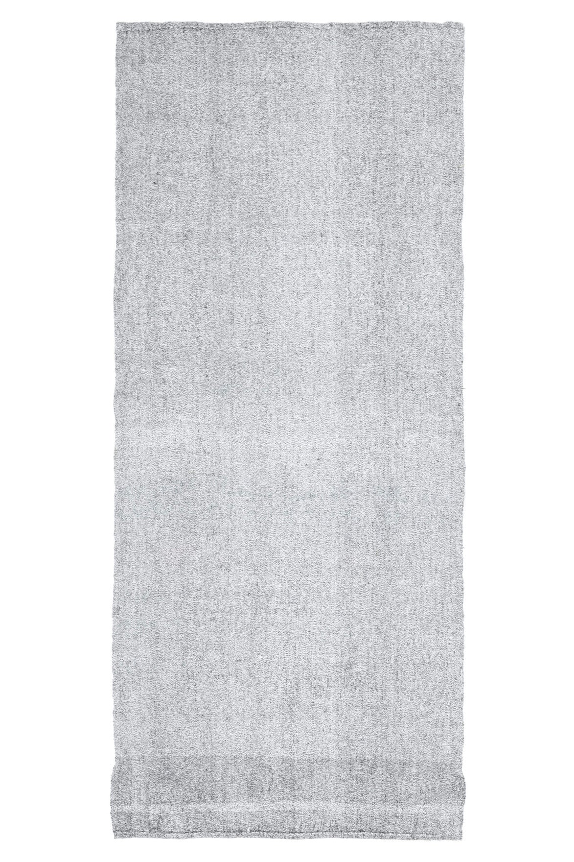 97x222 cm beyaz ve gri oryantal desenli vintage kilim yolluk – üstten tam görünüm