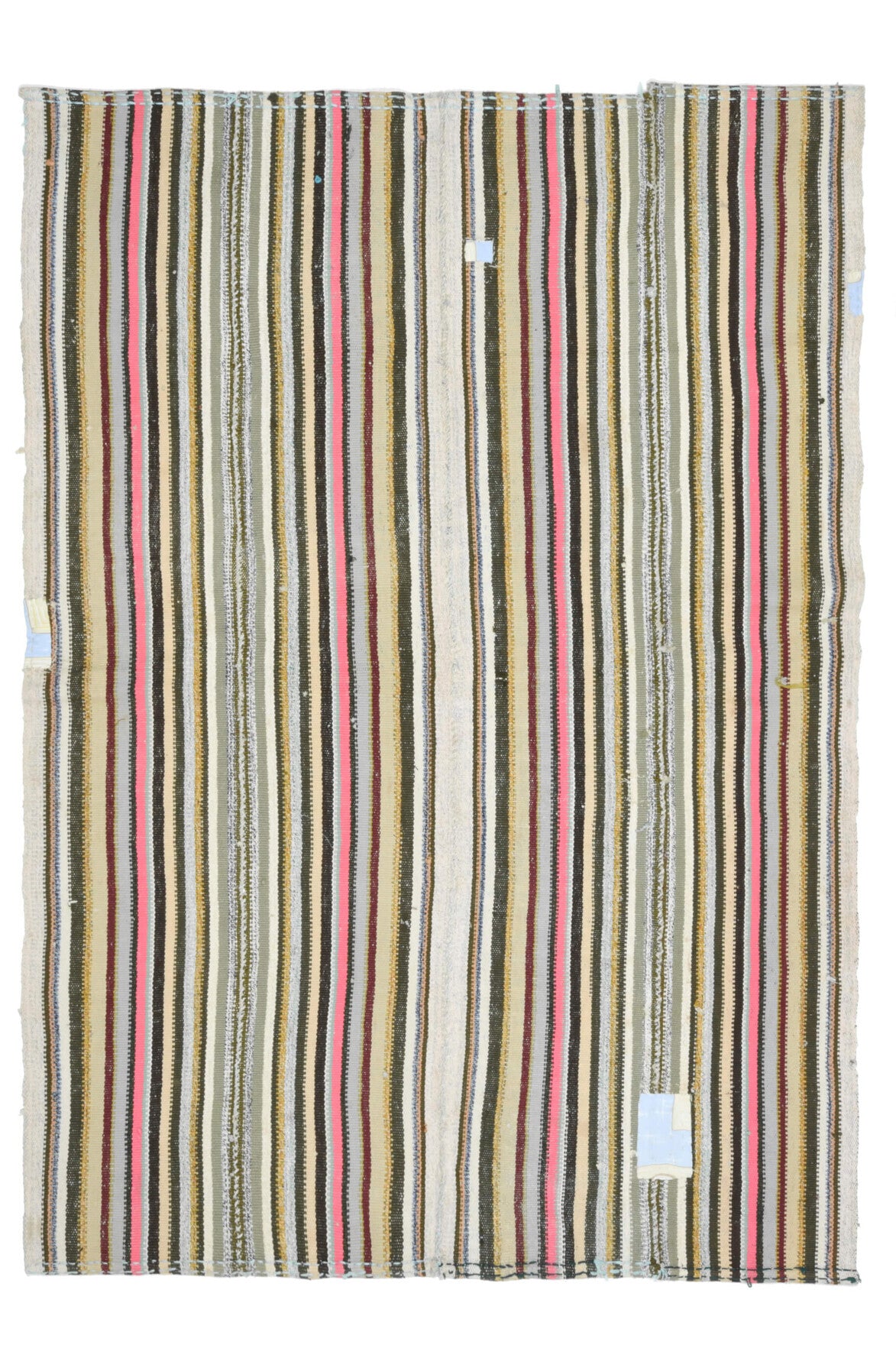 163x233 cm bej, gri ve kahverengi oryantal desenli el dokuma vintage kilim – üstten tam görünüm