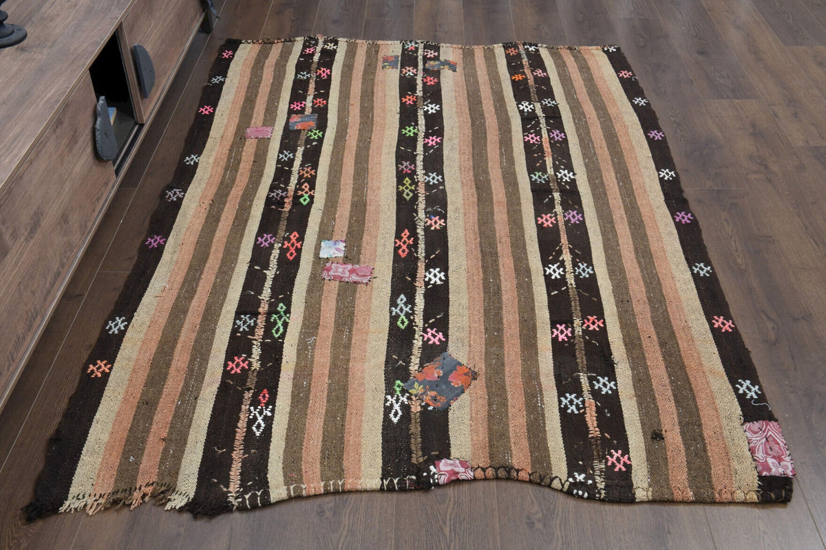 1960'lardan Anadolu kökenli oryantal desenli el dokuma vintage kilim, 145x205 cm